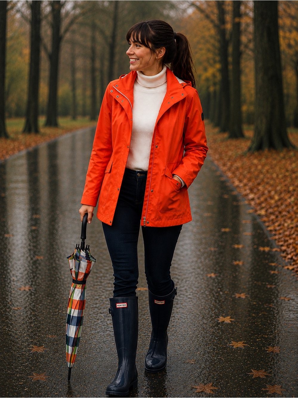 Talbots Bright Orange Hooded Utility Jacket-M
